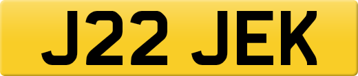 J22 JEK private number plate